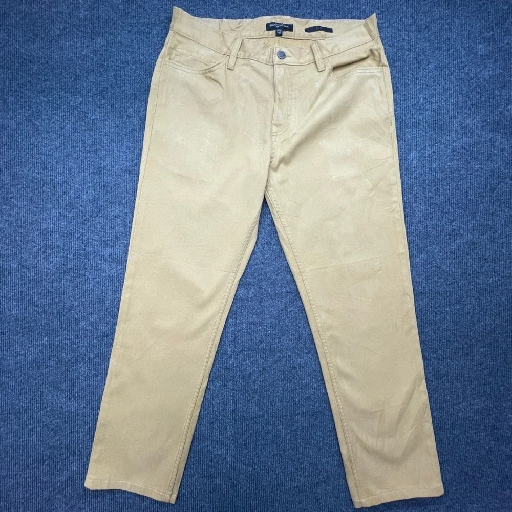 Banana Republic Traveler Slim Fit Chino Pants Mens 33 Golden Khaki Stretch Twill